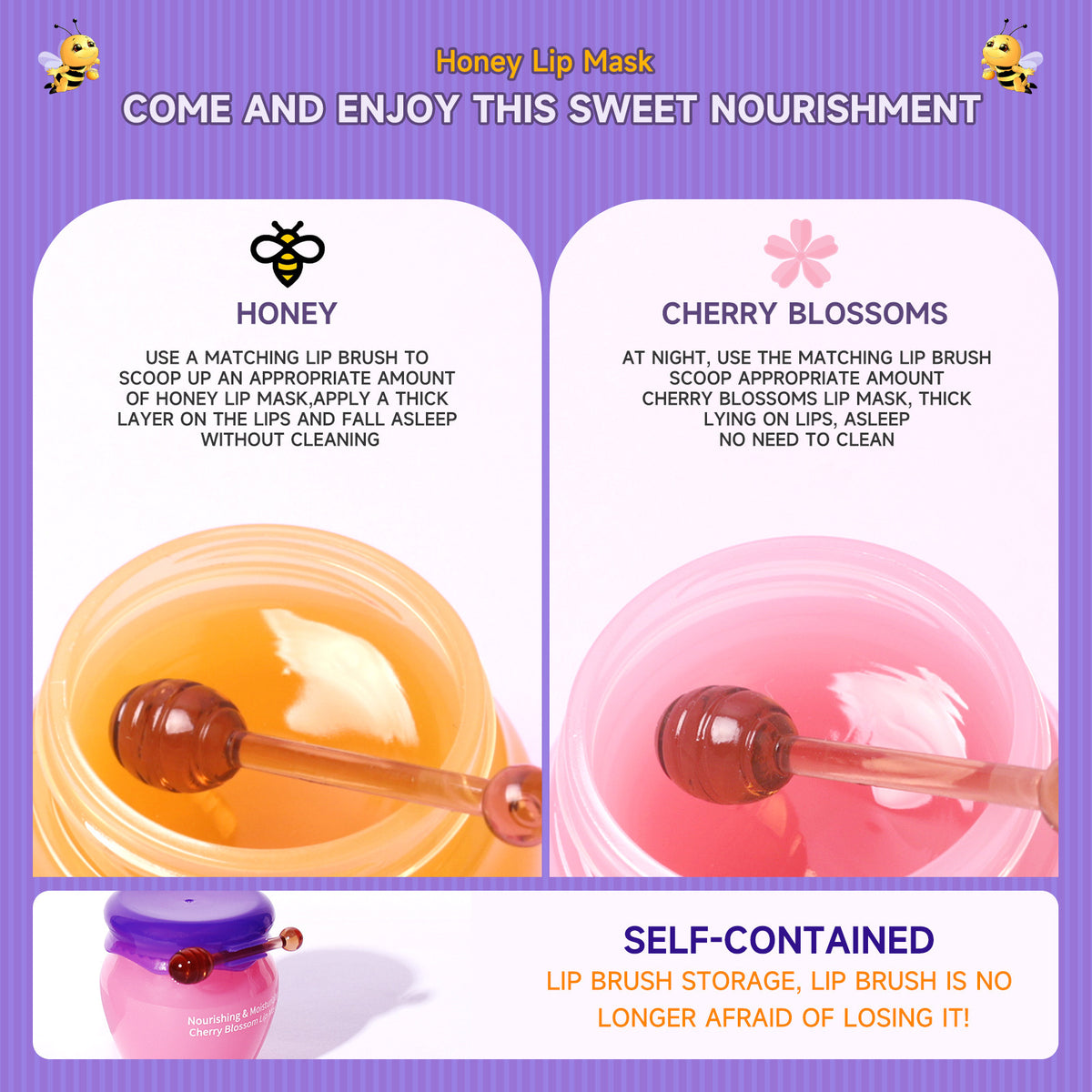 Sakura & Honey Lip Care Set – Exfoliating Scrub & Nourishing Lip Treatment