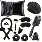 13-Piece Heatless Curls & Sleep Set – Curling Rod, Pillowcase, Eye Mask & Cap