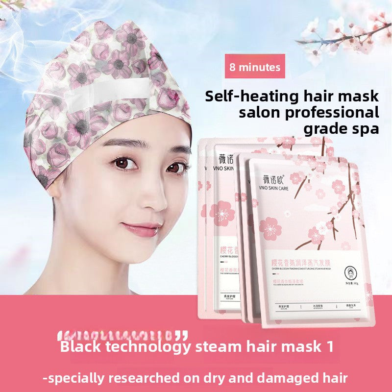 Sakura Self-Heating Steam Hair Mask Cap – 8-Minute Salon Treatment